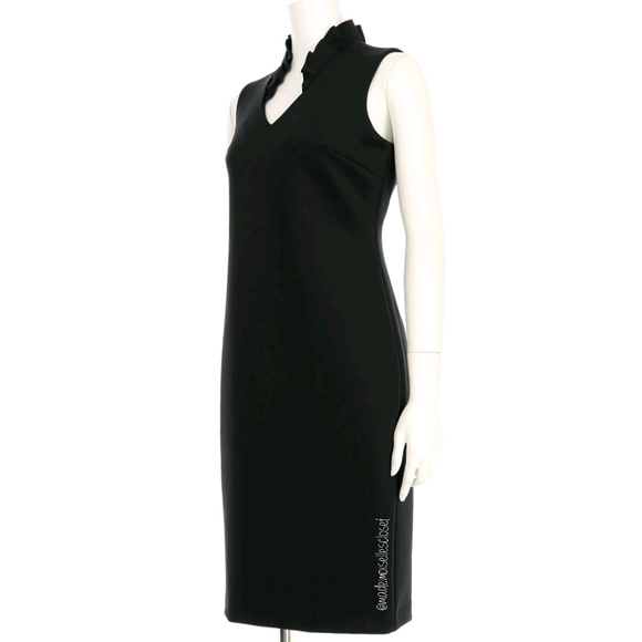 Calvin Klein Ruffle V-Neck Scuba Sheet Dress Sz - Picture 3 of 5